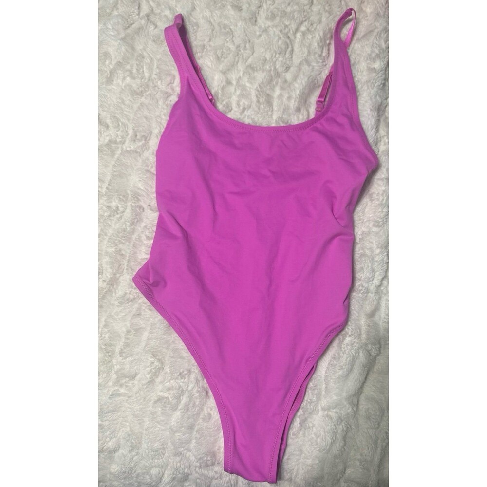 Skims Recycled Swim scoop neck one piece Neon Orchid - Picture 5 of 6